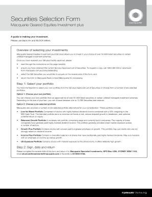 Macquarie Geared Equities Investment Plus Securities Selection Form