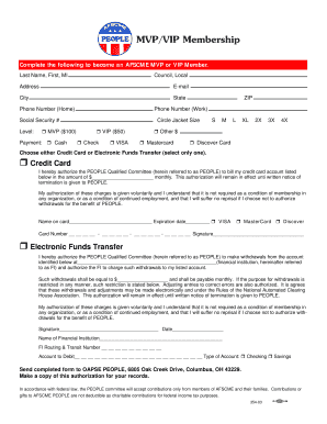AFSCME MVP or VIP Membership Application
