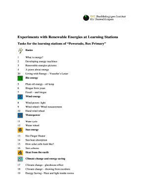 Renewable Energy Learning Station Worksheet