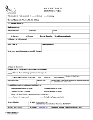 ALS Society of BC Donation Form