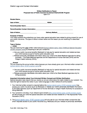 Oregon Medicaid Consent Form for Special Education