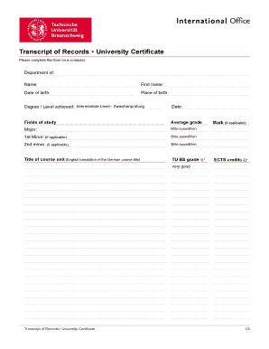 Transcript of Records University Certificate