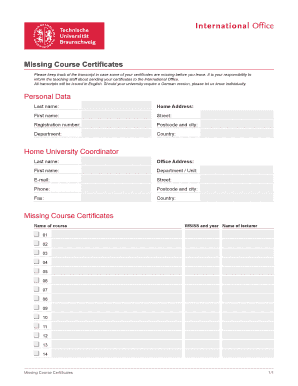 Missing Course Certificates Form