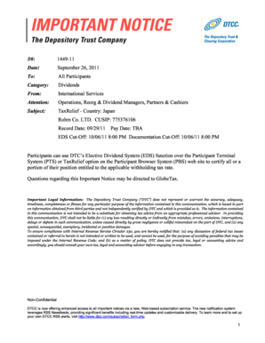 Record Date 09/29/11 Pay Date TBA