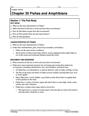 Biology Worksheet Fishes and Amphibians