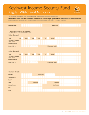 KeyInvest Income Security Fund Regular Withdrawal Authority