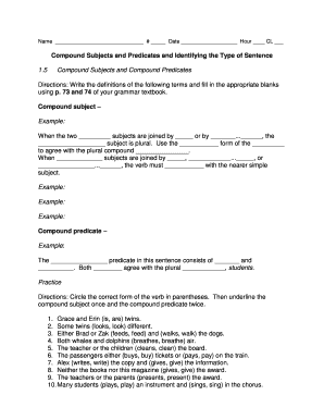 Compound Subjects and Predicates Worksheet