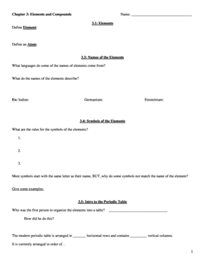 Chemistry Worksheet