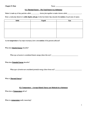 Science Worksheet: Heat and Temperature
