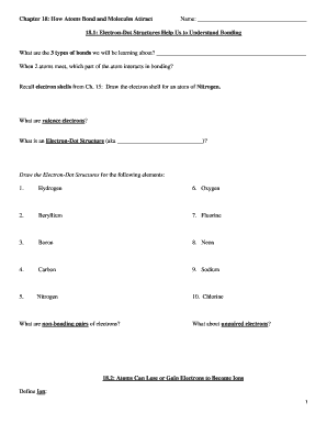 Science Worksheet: How Atoms Bond and Molecules Attract