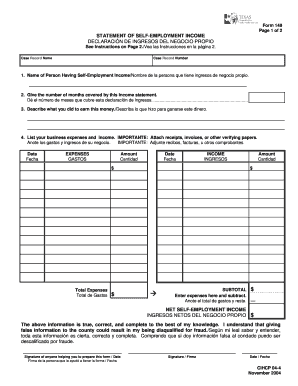 Form 149 Statement of Self-Employment Income