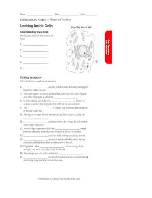 Cell Structure and Function Worksheet
