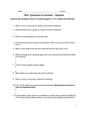 Baptism Study Questions