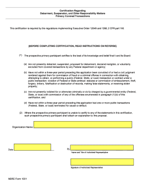 Certification Regarding Debarment Suspension