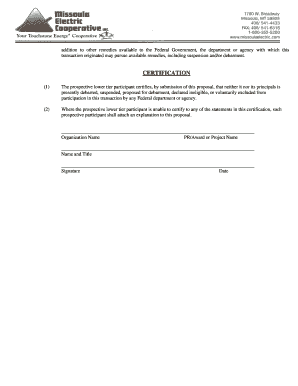 Certification Regarding Debarment Suspension Ineligibility