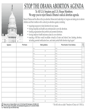 National Petition to Stop the Obama Abortion Agenda