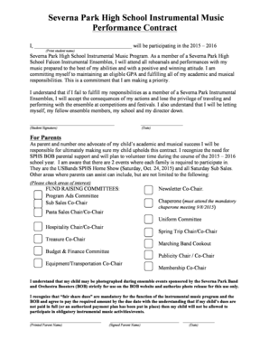 Music performance contract - Severna Park High School Instrumental Music Performance - sphsmusic