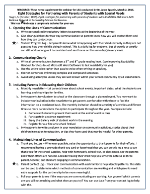 Eight Strategies for Partnering with Parents of Students with Special Needs
