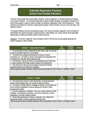 Culturally Responsive Practices School Evaluation Form