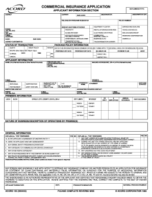 Commercial Insurance Application Form