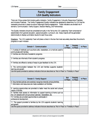 Family Engagement Quality Indicators Form