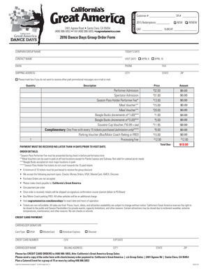 2016 Dance Days Group Order Form