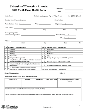 2016 Youth Event Health Form