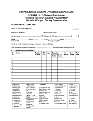 Fisheries Household Impact Survey Questionnaire