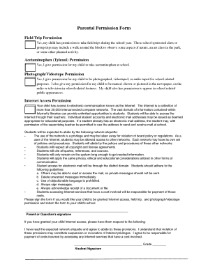 Parental Permission Form for School Activities