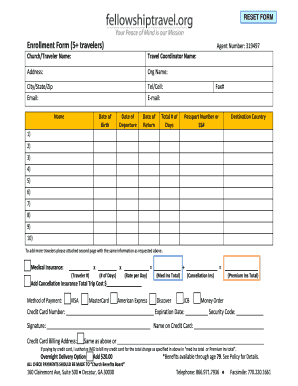 Travel Insurance Enrollment Form
