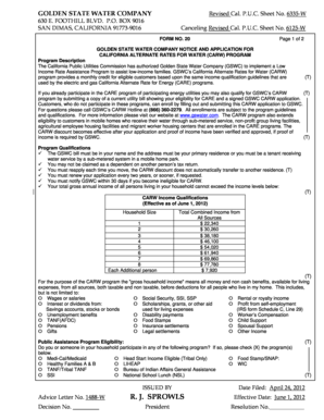 California Alternate Rates for Water Application