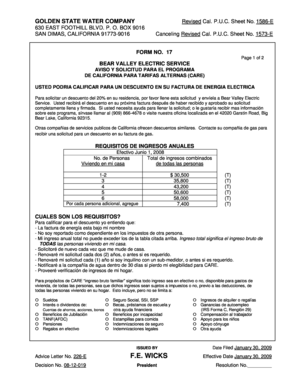 Aviso y Solicitud para el Programa de Tarifas Alternas (CARE)