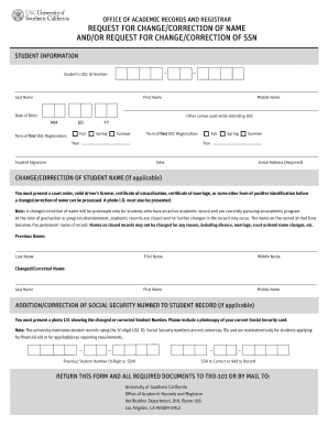USC Name or SSN Change Request Form