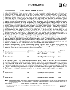 Montana Mold Disclosure Form