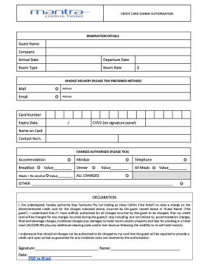 Credit Card Charge Authorization Form