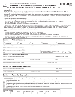 New York State Motor Vehicle Sales Tax Return