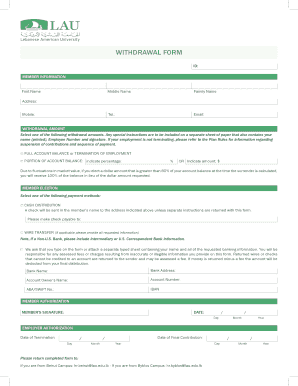 Employee Withdrawal Form