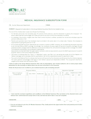 Medical Insurance Subscription Form