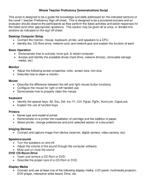 Illinois Teacher Proficiency Demonstrations Script