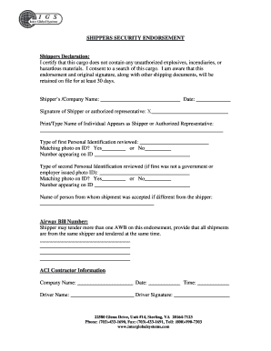 Shippers Security Endorsement