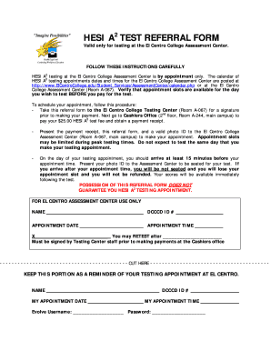 HESI A2 Test Referral Form
