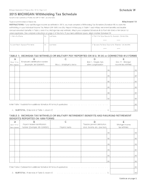 Fillable Online 2015 MICHIGAN Withholding Tax Schedule Fax Email Print ...