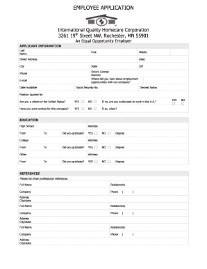 Employee Application Form