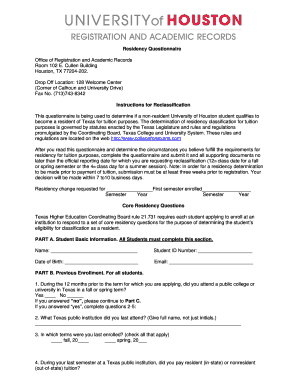 Texas Residency Questionnaire