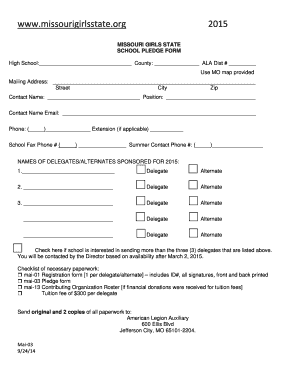Missouri Girls State Registration Form