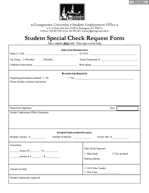 Student Special Check Request Form