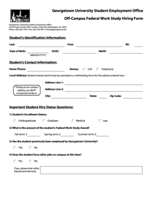 Off-Campus Federal Work Study Hiring Form