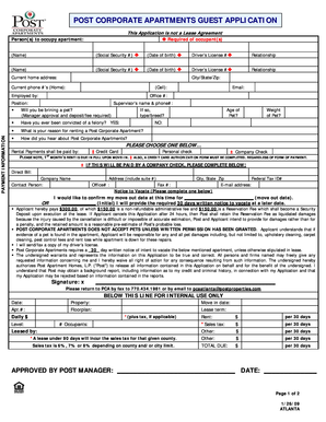 Post Corporate Apartments Guest Application