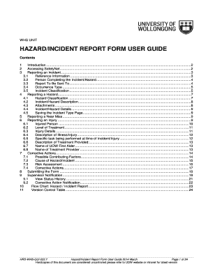 WHS UNIT HAZARDINCIDENT REPORT FORM USER GUIDE