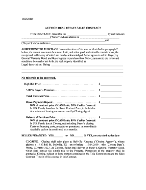 Auction Real Estate Sales Contract